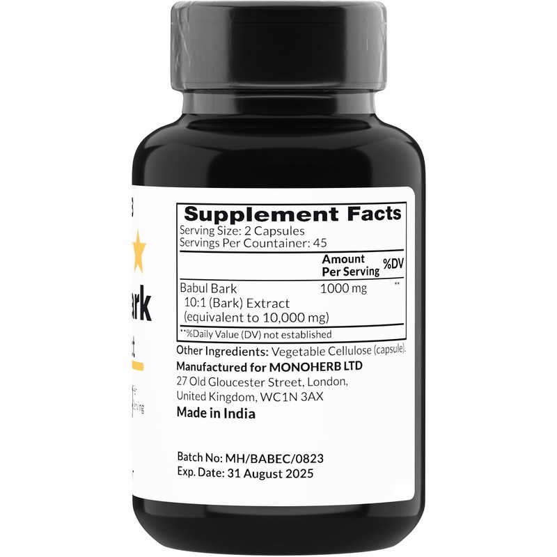 MONOHERB Babul Bark Extract 1000 mg - 90 Vegetarian Capsules