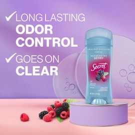 Secret Fresh Antiperspirant Deodorant for Women, 72hr Breathable Sweat & Odor Protection, Instant Freshness & Gentle, PH Balancing Minerals, Clear Gel, Refreshing Berry Scent, 3.4 oz