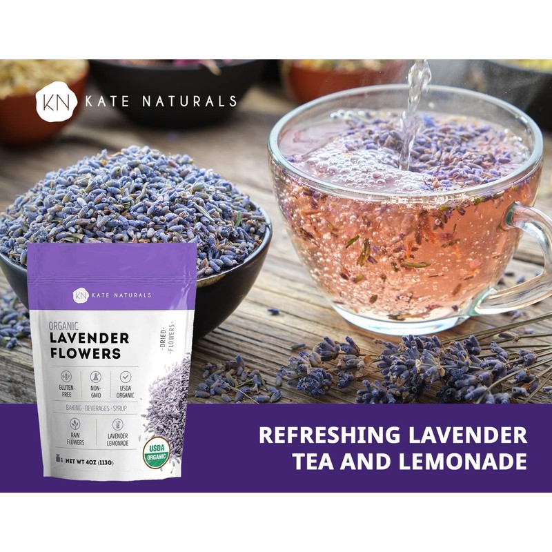 Kate Naturals Dried Lavender Flowers for Tea, Syrup, Lemonade, Soap