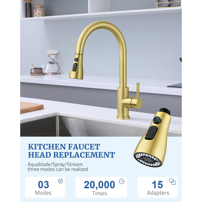 Kitchen Faucet Sprayer Head Replacement - with 15 Adapters Pull