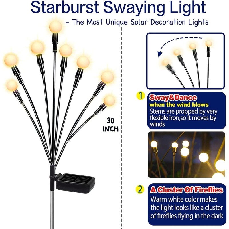 TONULAX Solar Garden Lights - New Upgraded Solar Swaying Light,