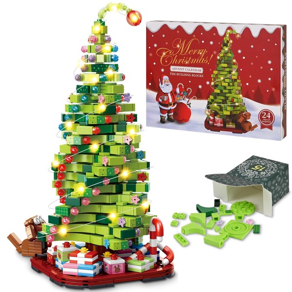 Siyaluens Advent Calendar 2025 Christmas Tree Building Blocks Set, 24