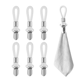 Towel Holder Clips Towel Clips for Hanging Tea Towel Hanger Clips Towel Clips for Kitchen, Bathroom, Household, Dry and Clean, Stable Hooks, No Fading, No Rust (6 Pieces)