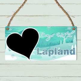 "Days Until Lapland" Countdown Plaque - Northern Lights & Winter Wonderland Chalkboard Sign for Christmas Holiday Countdown - Perfect Lapland Trip Decor for Families (Mint, Without Pen)