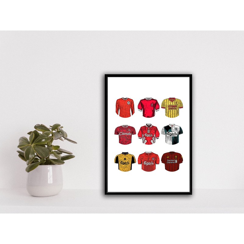 Liverpool FC Print - Classic Football Kits (A4 Print)