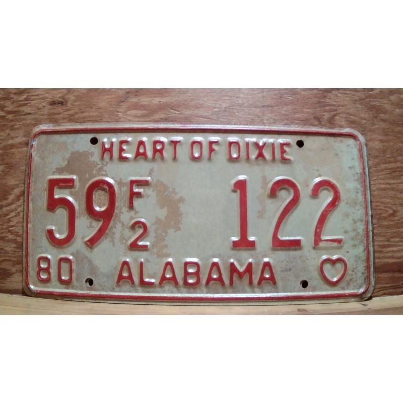 Vintage 1980 ALABAMA License Plate Antique Car Tag
