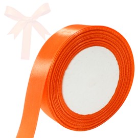 Qjaiune Orange Satin Ribbon - 1 Inch x 25 Yards, Wedding Bouquet & Crafts, Silky Polyester Shiny Fabric