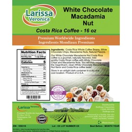 White Chocolate Macadamia Nut Costa Rica Coffee (Gourmet, Naturally Flavored, Whole Coffee Beans) (16 oz, ZIN: 559316) - 3 Pack