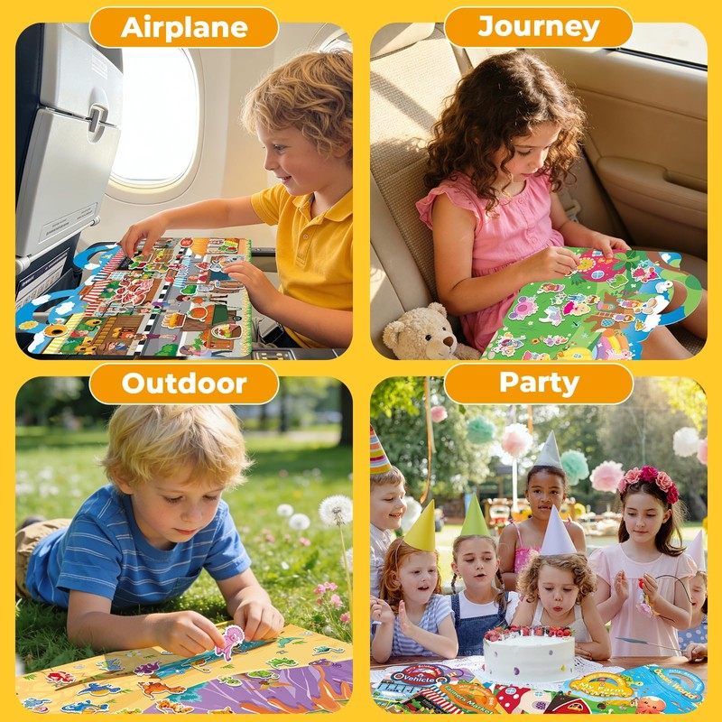 Kalysky 6 Pack Reusable Jelly Sticker Books for Toddlers 2-6