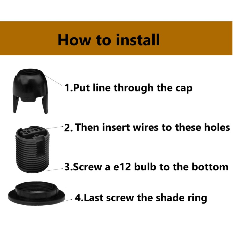 TWDRTDD® Candelabra e12 base Bakelite threaded keyless light lamp socket