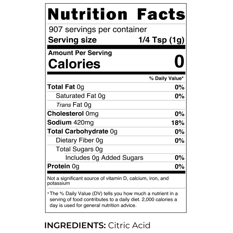 Viva Doria Pure Citric Acid, Fine Grain, 2 Lb. (907