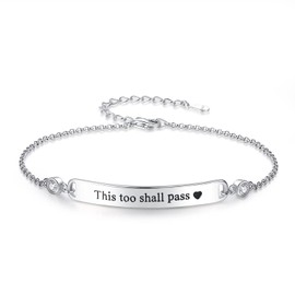 ACJNA 925 Sterling Silver Bracelet for Women Engraved Love You More Inspirational Jewelry Gift for Teens