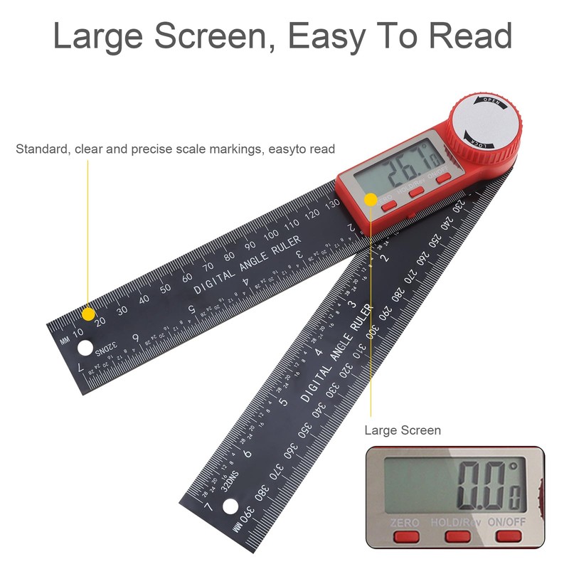Smgda Digital Angle Finder, 200mm/7 Inch Digital Inclinometer Protractor, Internal