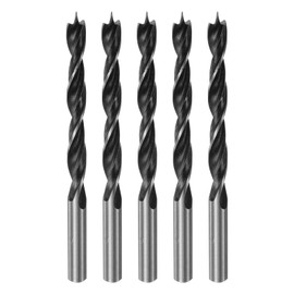 sourcing map 5pcs Brad Point Drill Bits 7.5mm(19/64") Dia Straight Steel Round Shank Drill Metric Brad Point 2.8" Drilling Depth Spiral Twist Drill Bits for Carpenter Woodworking Plastic Rubber