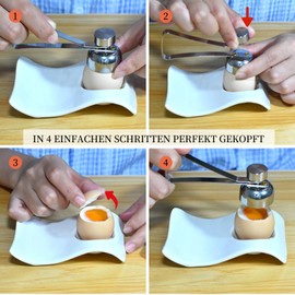 Egg cups and egg cutters, elegant egg cup set made of porcelain & ceramics, stackable & space-saving, high-quality design for a stylish breakfast experience (white)