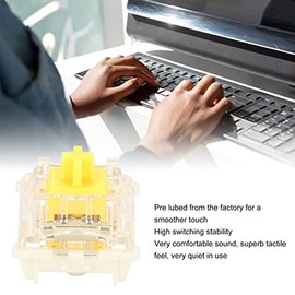 ASHATA Juego de Interruptores de Teclado Mecánico, 45 Pzs, Llaveros Personalizados, Juego de Interruptores de Llave Mecánica Lineal Silenciosa Resistente Al Agua para Bricolaje (G Amarillo Pro)