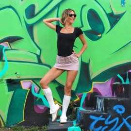 Millennials In Motion Flared Knee High Leg Warmers Kawaii Y2K Punk Cable Knit Bell Pastel Goth Harajuku Cream Cutecore Japanese Korean Anime Cosplay Slouchy Socks For Women Girls (White)