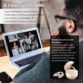 144 idiomas Traductor de idiomas en Tiempo Real Automática AI Audifonos inalambricos de Traductor por Bluetooth 5.4,Equipado con App AI,para Viajes,Negocios y Aprendizaje,iOS & Android (Beige)