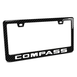 iPick Image for Jeep Compass Black Real 3K Carbon Fiber Finish ABS Plastic License Plate Frame