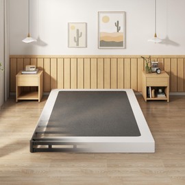 EMODA 5 Inch Box Spring Full Size Bed Base, 3000 lbs Heavy Duty Metal Mattress Foundation with Fabric Cover, Easy Assembly, Black