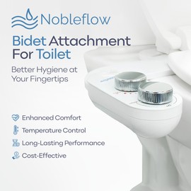 Nobleflow Warm Water Bidet Attachment for Toilet – Non-Electric Hot & Cold Bidet Add-On with Self-Cleaning Nozzle, Adjustable Angle, and Feminine Wash – Ultra-Slim Design