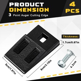 Hicarer 8 Pack 3 Point Auger Cutting Edge with Screw Square Hole Replacement Auger Teeth with Hardware for Most Heavy Duty 3 Point Post Hole Digger
