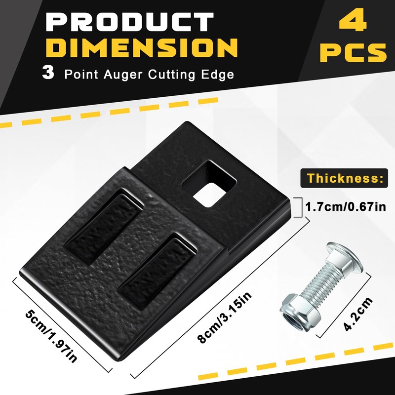Hicarer 8 Pack 3 Point Auger Cutting Edge with Screw