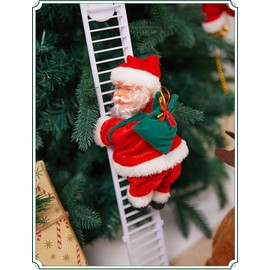 Climbing Ladder Santa Claus with Music Electric Santa Claus on Ladder rope Santa Decoration Santa Figurine Hanging Ornament Christmas Doll Music Toy Gift Santa Plush Doll Toy for Home Home Festival