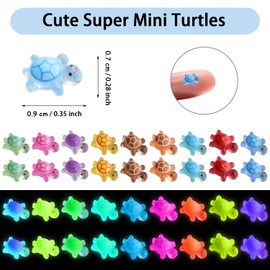 Tindobewan 50Pcs Super Mini Resin Turtles for Crafts Luminous Miniature Tiny Turtle for Fairy House Party Favors Micro Landscaping Decor（Little Turtles）