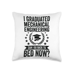 Funny Mechanical Graduation Gift for Men & Women I Graduated Can I Go to Bed Now-Mechanical Engineering Throw Pillow, 16x16, Multicolor