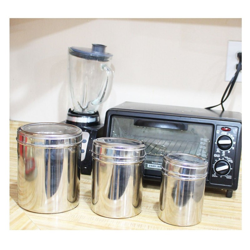 KITCHEN DIVA 3 Piece Stainless Steel Canister Set with Clear