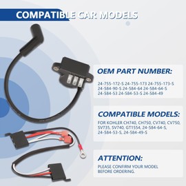 GNXFixt DSAI Ignition Coil for Kohler CH740 CH750 CV740 CV750 SV735 SV740 Twin Cylinder Engine, Replace 24-584-63-S 24-584-89-S 24-584-52-S 24-584-64-S 24-584-53-S 24-584-49-S, 2 Pack