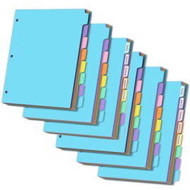 8-tabs 6 Set Binder Dividers with Tabs,Plastic Index with Label,Colorful Dividers for 3 Ring Binder (48)