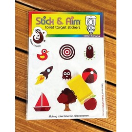 Colour Changing Toilet Target Stickers Kids Pack with Sticker Applicator Tool for Potty Training Boys. Toilet Stickers for Boys Aim.
