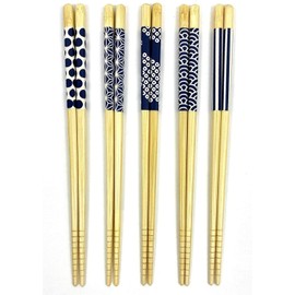 JapanBargain 4520, Bamboo Chopsticks Reusable Japanese Chinese Korean Chopsticks Set Wood Chop Sticks Hair Sticks 5 Pair Gift Set Dishwasher Safe, 8.75 inch , 4 Packs