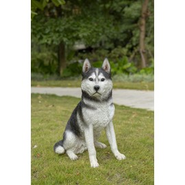 Hi-Line Gift Ltd. Large Black & White Siberian Husky Sitting