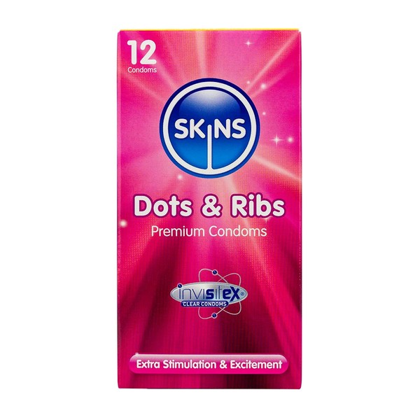 Skins Never Go In Without A Skin Dots & Ribs Condom 12 Pack