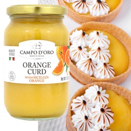 CAMPO D'ORO - Sicilian Orange Curd, 13.8 oz (390 g), Made with fresh orange juice, eggs and butter, Product of Italy, 100% Natural, Non GMO