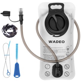 WADEO Hydration Bladder 2L, Leak Proof Water Bladder with Clean Brush & Face Cover Scarf, BPA Free, Bladder Pack for Biking, Hiking, Running, Camping & Climbing, White