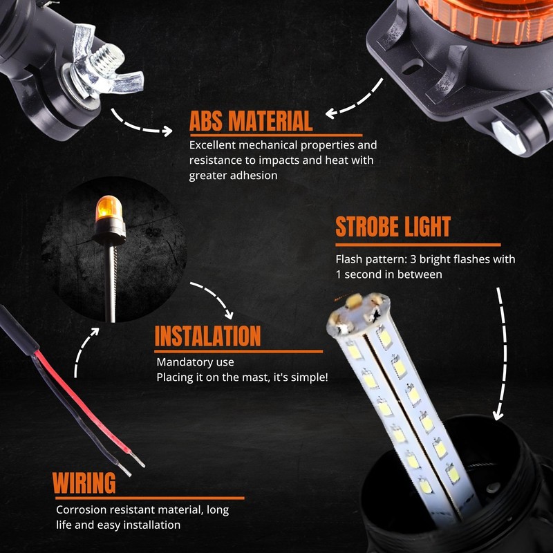 MAGIC SELECT LED Strobe Beacon Light DC10-30V. Tractor Emergency light.