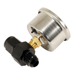 Inline -an to 1/8" NPT Pressure Gauge | 0-100 PSI (White face, 6AN to -6AN 1/8" NPT)