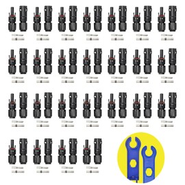 VanFeb Solar Connectors, 50PCS Male/Female Waterproof IP67 25 Pairs MC4 1000V 30A, Solar Panel Cable Connectors Multi-Contact 4 with 2 Spanners(10AWG)