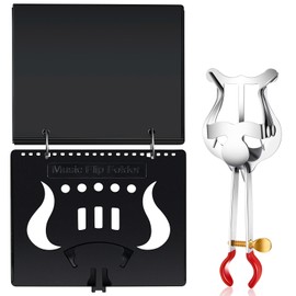 Amylove Flip Folio Folder Black Flip Folder Pages and Trumpet Lyre Set Music Flip Folder with 2 Binder Rings 20 PVC Waterproof Window Pages Silver Lightweight Lyre Instrument Accessories