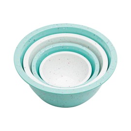 bzyoo Confetti Nesting Mixing Bowls Set - 4-Piece Colorful Kitchen Bowls (18oz, 1.25QT, 2.5QT, 4QT) - BPA-Free, Dishwasher Safe, Space-Saving Design Eggshell Color