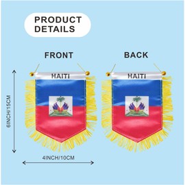 Haiti Hanging Flag with Suction Cup Double Sided Mini 4x6 Inch Haitian Banner Decorations for Car Home Wall Door Window