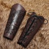 Medieval Leather Bracers for Men Angel Wings Embossed Viking Leather