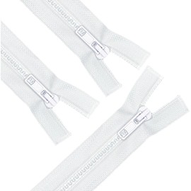 ANPURZII 3PCS #5 12 Inch White Separating Jacket Zippers For Sewing Coats, Molded Plastic Bulk Zippers(White 12" 3PCS)