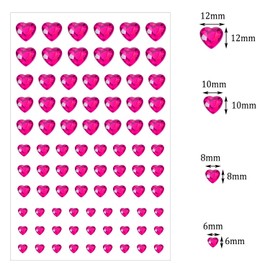 Shapenty 4 Sizes 6mm 8mm 10mm 12mm Acrylic Heart Rhinestones Stickers Crystal Gems Stickers for Valentine’s Day Wedding Decoration DIY Craft Nail Face Makeup Card Jewelry Making, 336PCS (Dark Pink)