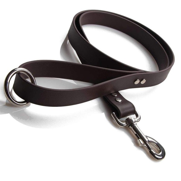 Mendota Pet Durasoft Imitation Leather Snap Lead - Dog Leash - Made in The USA - Brown, 1 in x 6 ft