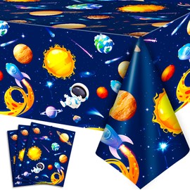 Space Tablecloth, 3 Pcs Outer Space Party Table Cloth Set - Astronaut Table Covers, Space Birthday Party Tablecloth & Space Themed Table Covers for Space Birthday Decorations & Space Party Decorations